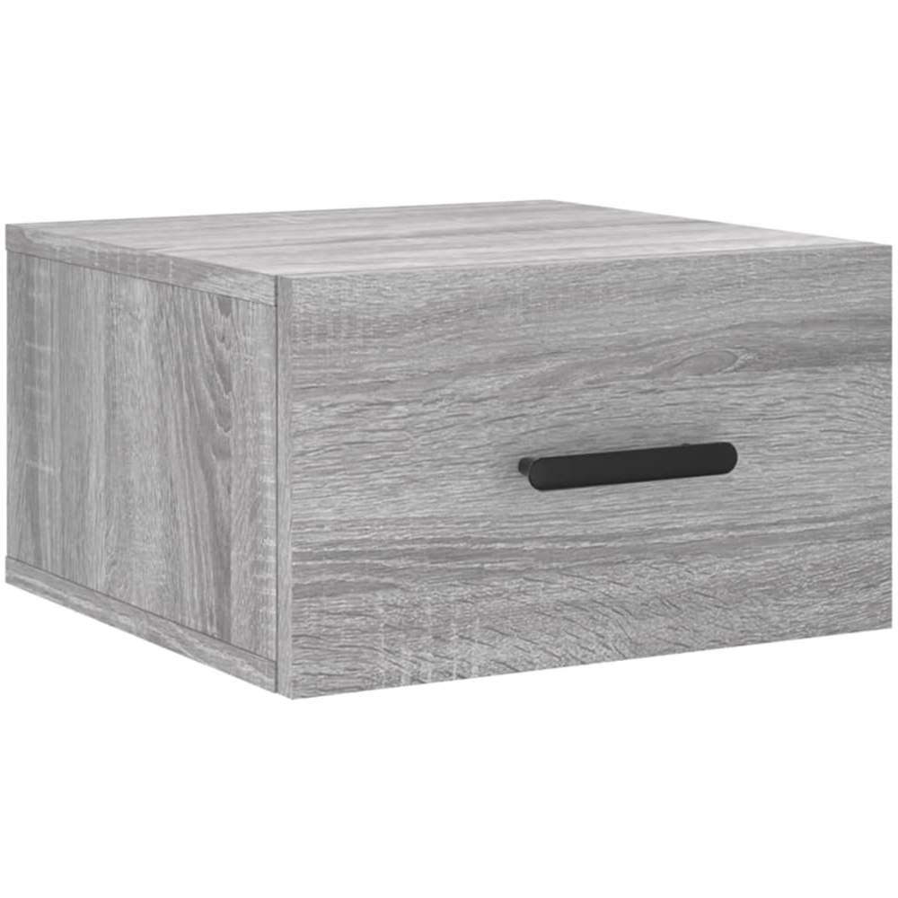 vidaXL Singe Drawer Grey Sonoma Oak Wall Mounted Bedside Table Image 2