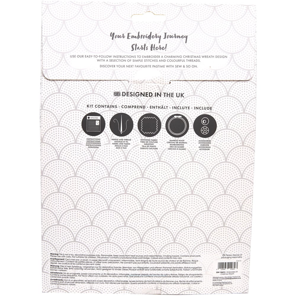 Sew & So On Multicoloured Christmas Wreath Embroidery Craft Set 8 inch Image 6