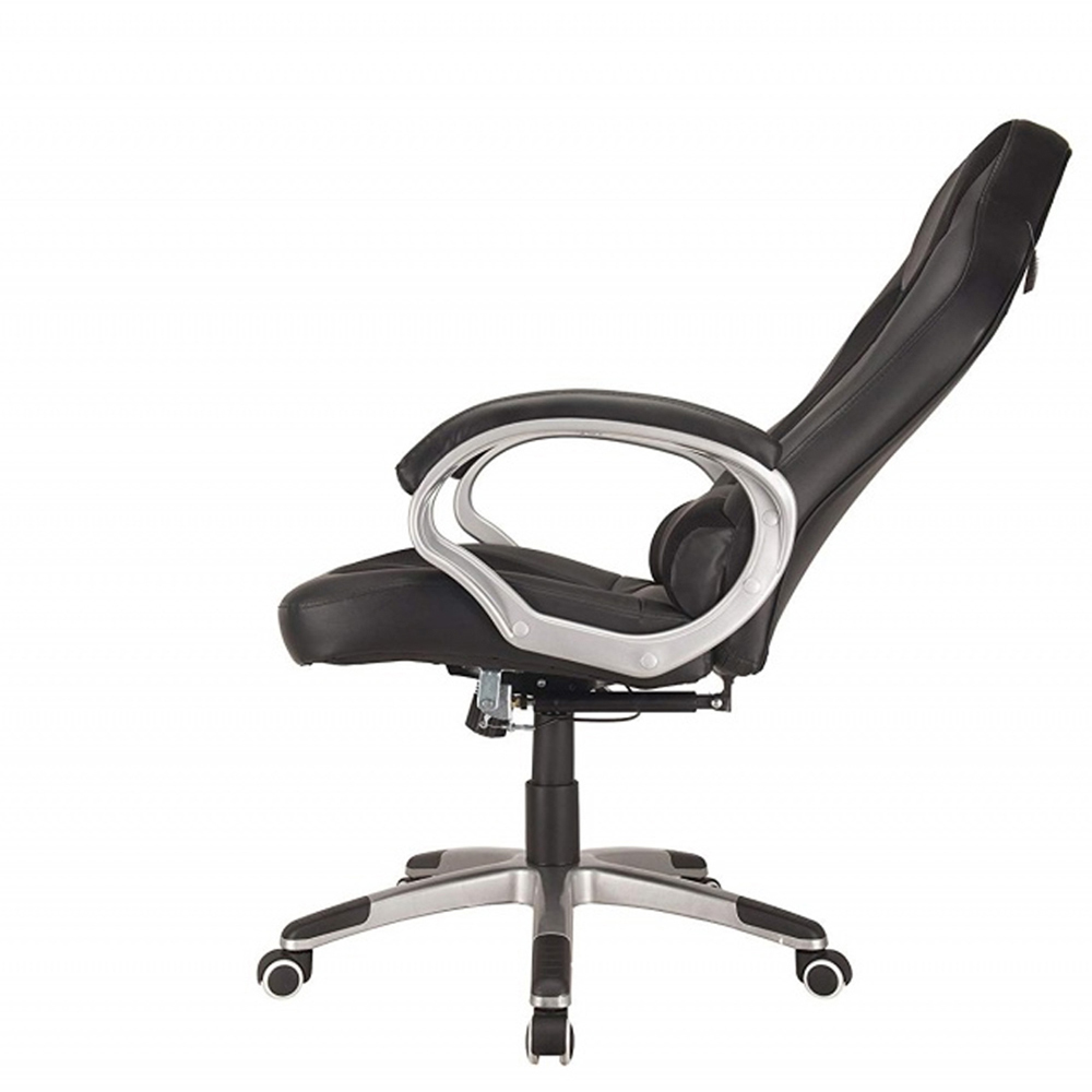 Reclining Gaming Style Office Chair in Faux Leather - Black Image 3