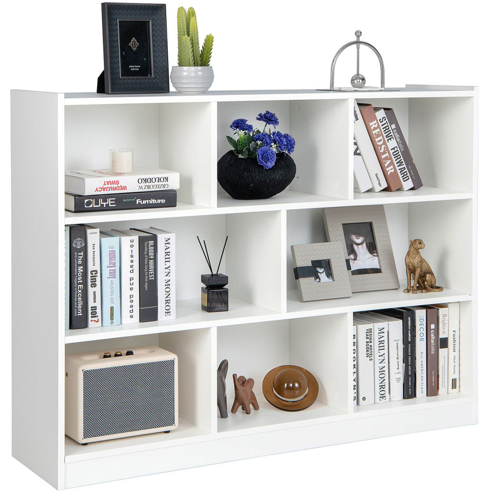 Costway 8 Shelf White Floor Standing Open Bookshelf Image 2