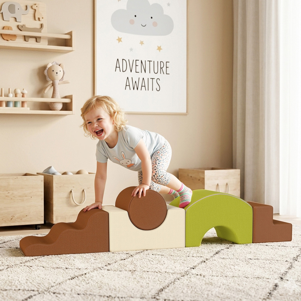 AIYAPLAY Toddlers Brown Climbing Block Play Set 5 Piece Image 4