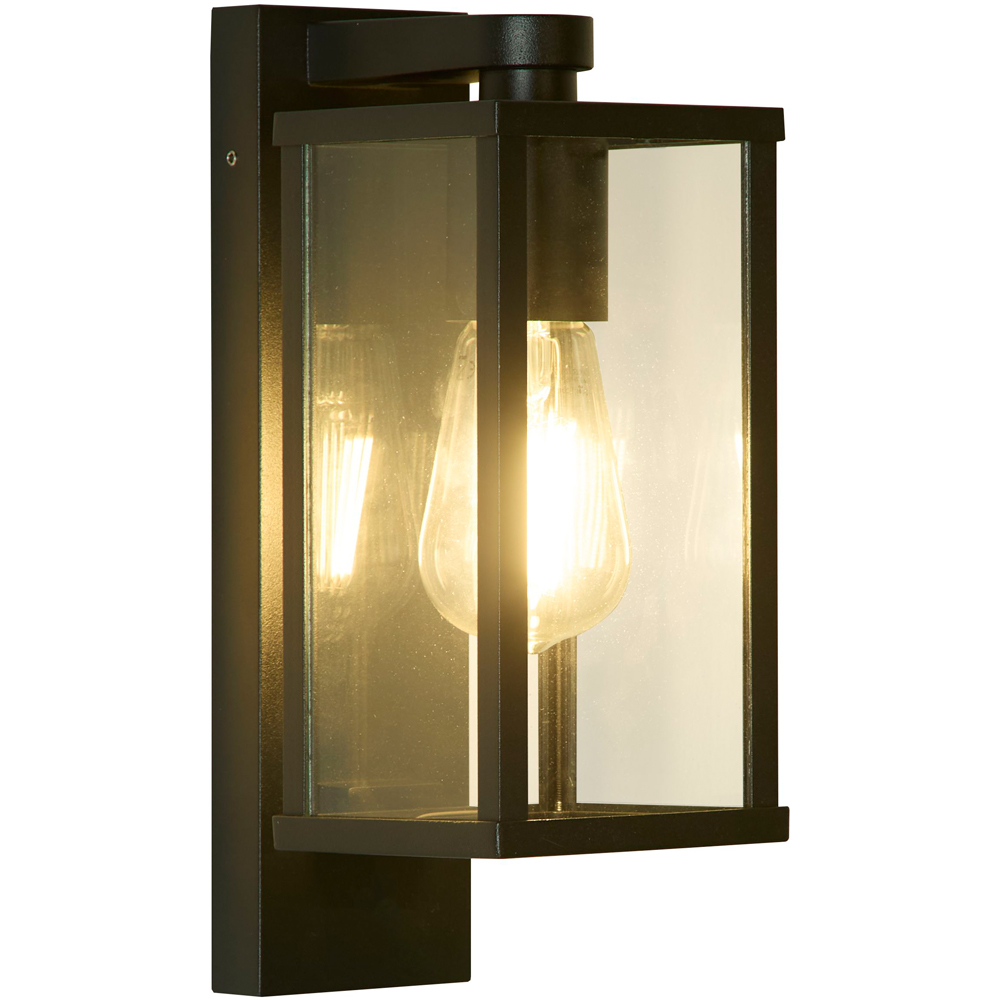 Lighting Collection Black and Clear Glass Traditional Lantern Wall Light Image 3