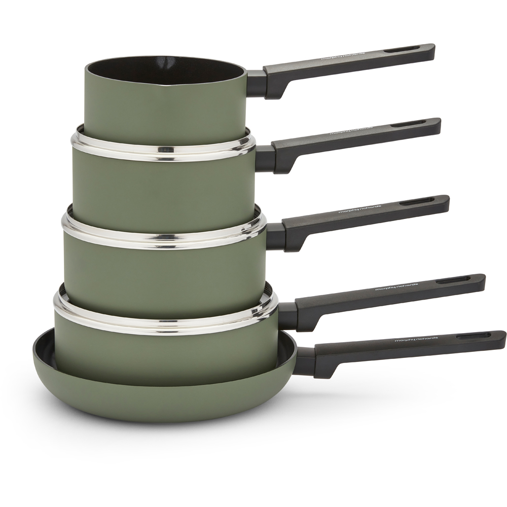 Morphy Richards Green Recycled Aluminium 5 Piece Saucepan Set Image 3