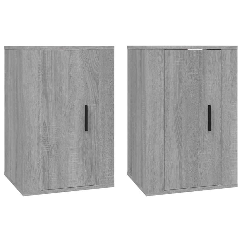 vidaXL Single Drawer Grey Sonoma Wall Mounted TV Cabinet Set of 2 Image 2