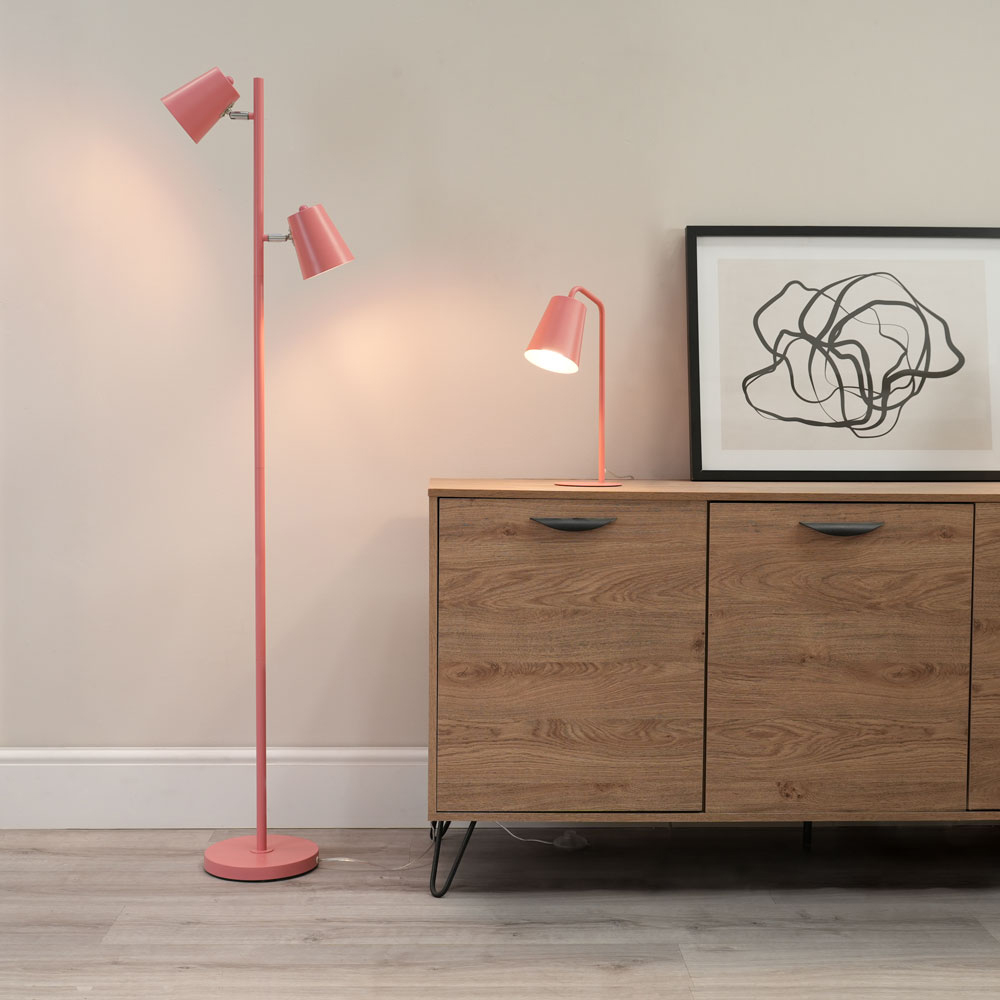 ValueLights Bibi Pastel Pink 2 Way Adjustable LED Floor Lamp Image 2
