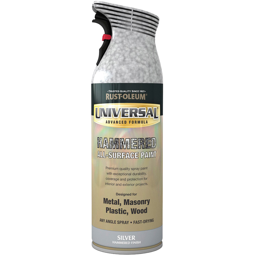 Rust-Oleum Universal Hammered Silver Metallic Spray Paint 400ml Image