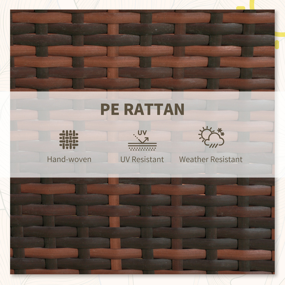 Outsunny 2 Seater White and Brown PE Rattan Recliner Bistro Set Image 6