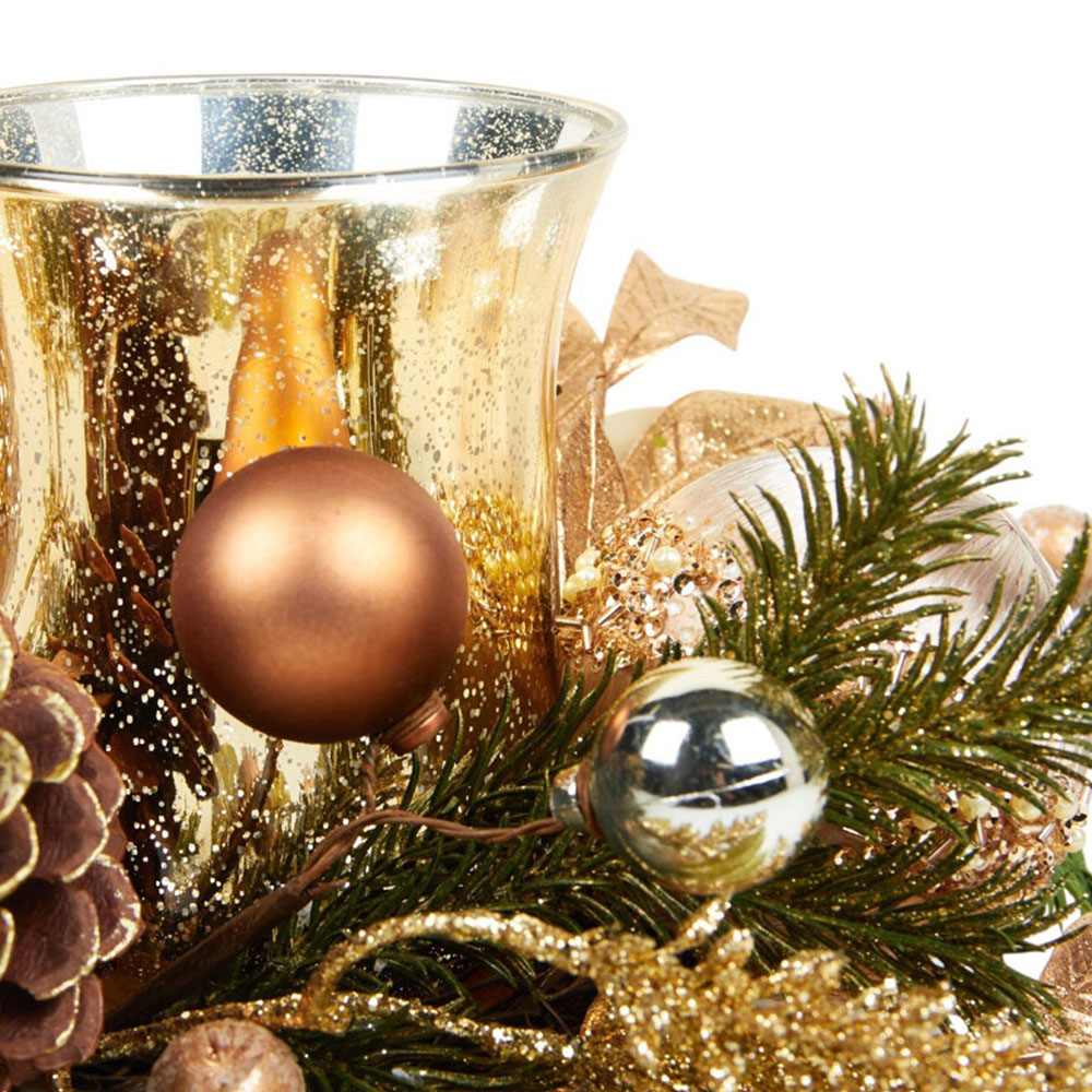 Pinecone and Bauble Candle Ring Gold Image 5