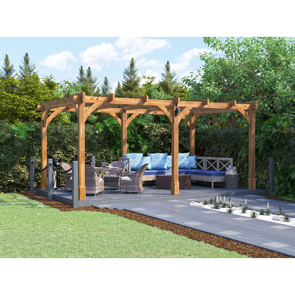 Dunster House Leviathan 5 x 3m Brown Wooden Pergola Plant Frame Image 3