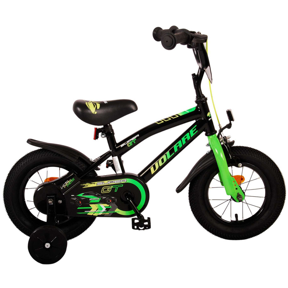 Volare Super GT Kids 12 inch Green Bike with Stabilisers Image 7