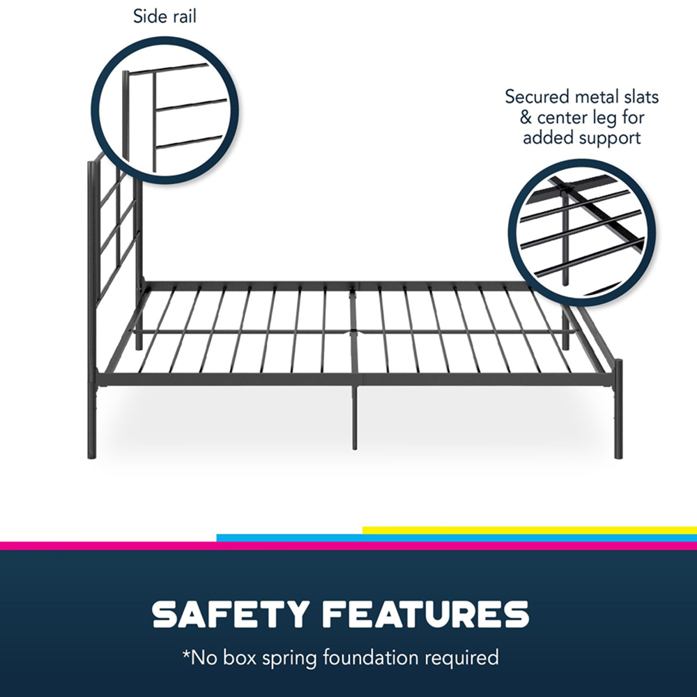 Dorel Jensen King Size Black Metal Bed Frame Image 8