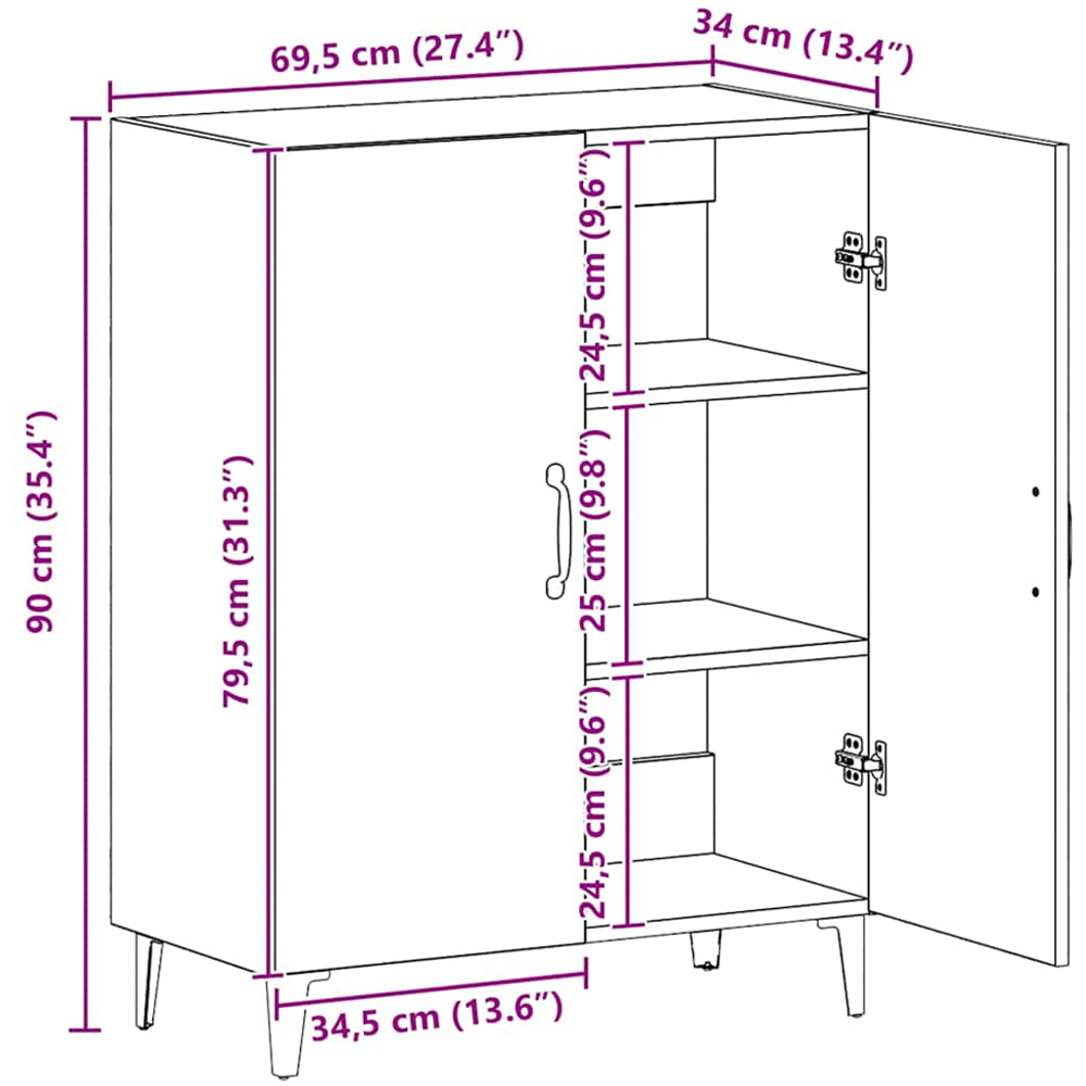 vidaXL 2 Door Artisan Oak Sideboard Image 9