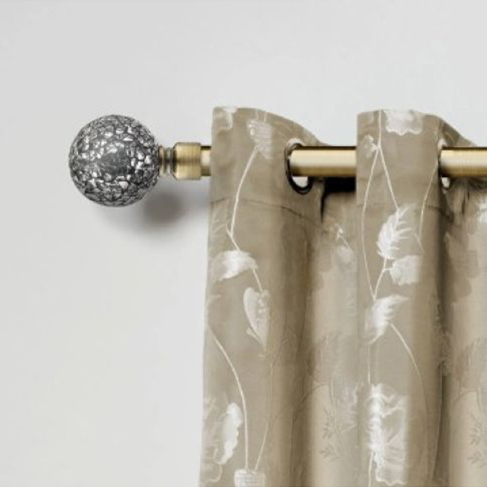 New Edge Blinds Mirrored 160-300cm Extendable Brass Eyelet Metal Curtain Pole Set Image 2