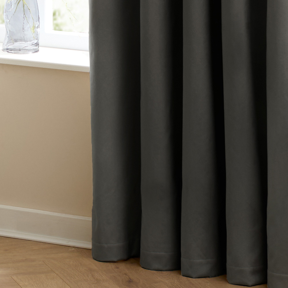Furn The Ultimate Charcoal Velvet Fully Lined Pencil Pleat Curtains 168 x 183cm Image 4