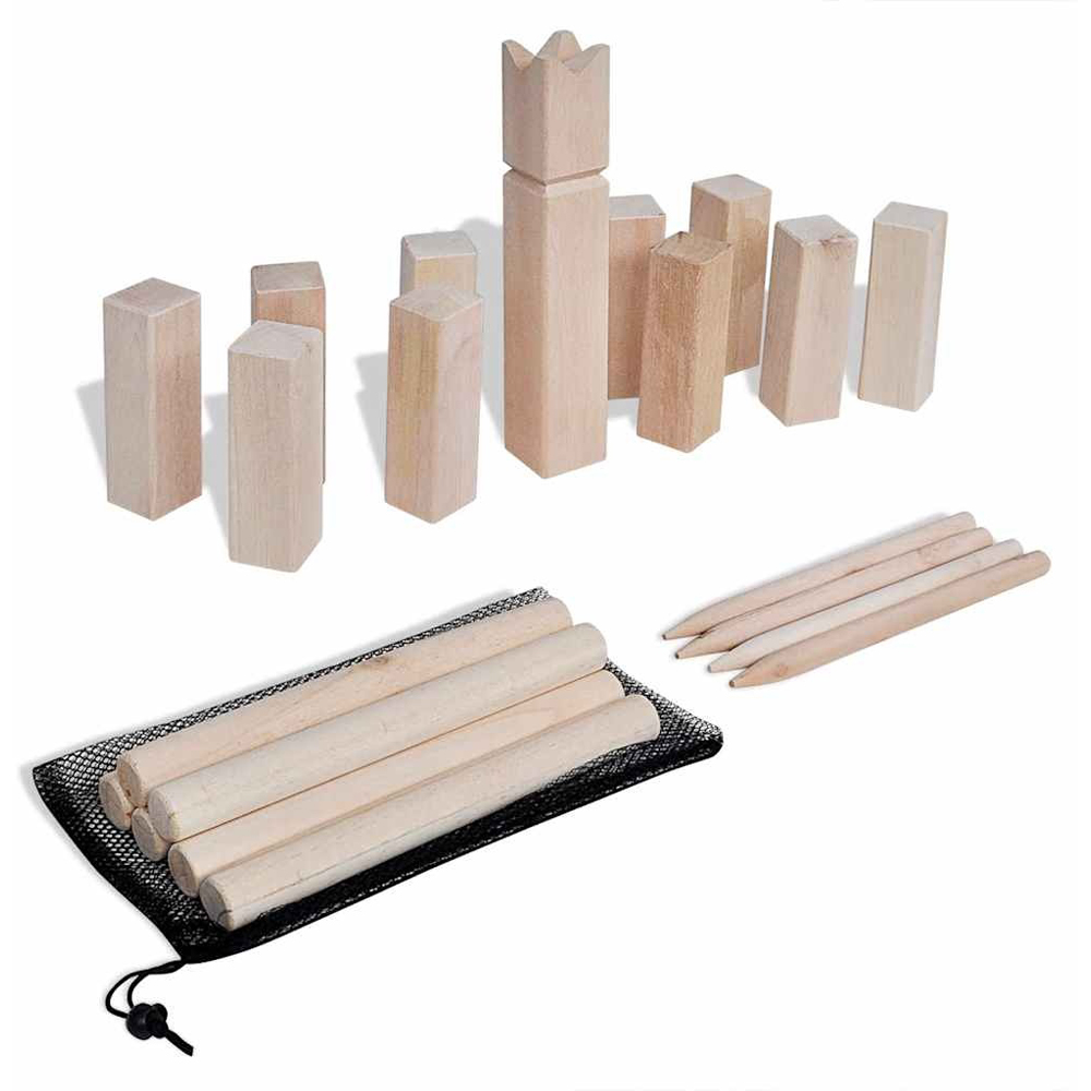 Walplus Solid Pine Wood Kubb Game Set Image 2