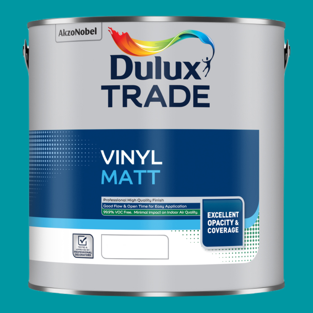 Dulux Trade Teal Touch Walls and Ceilings Vinyl Matt Paint 2.5L Image 2