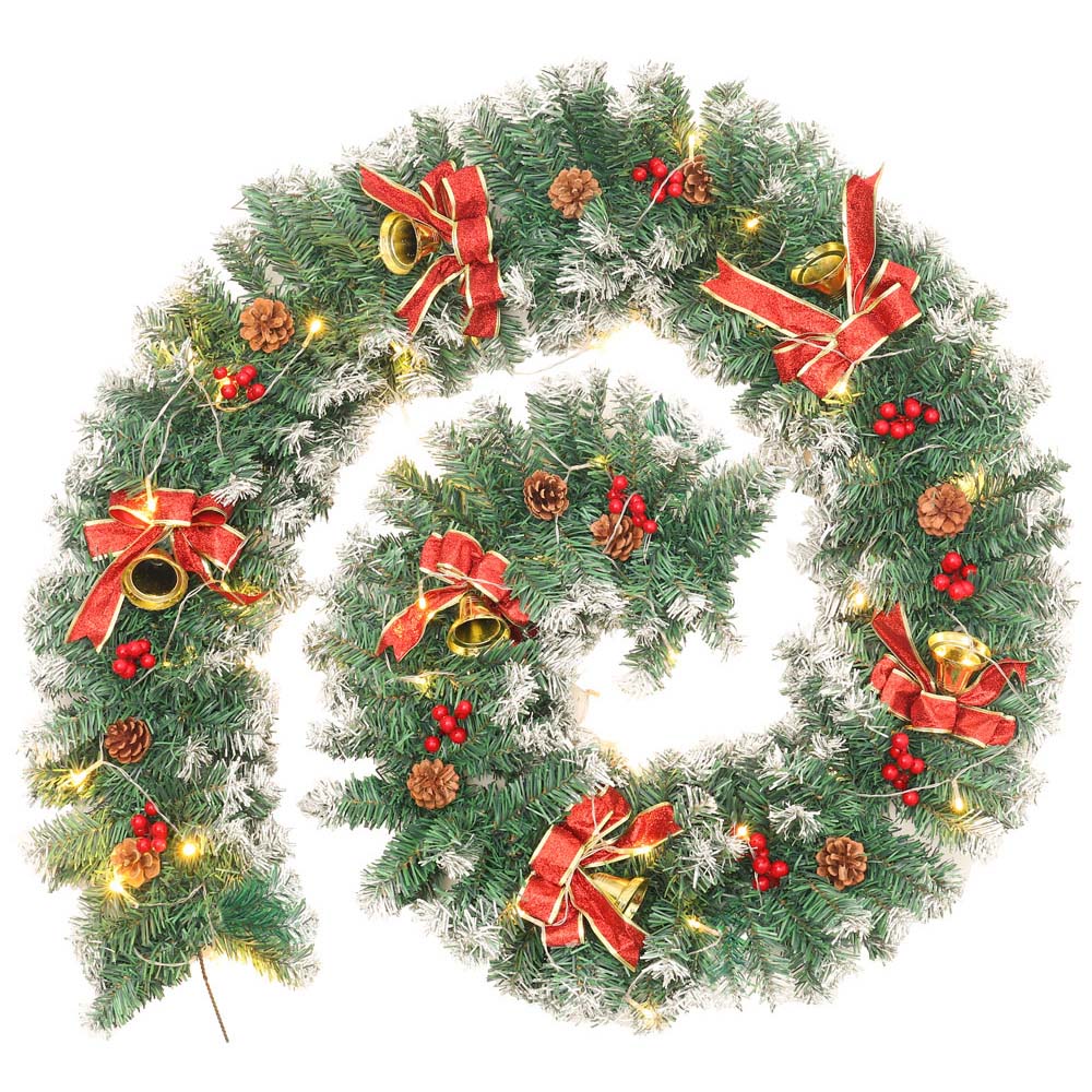 Living and Home Spruced Christmas Garland with Bowknots 270cm Image 1