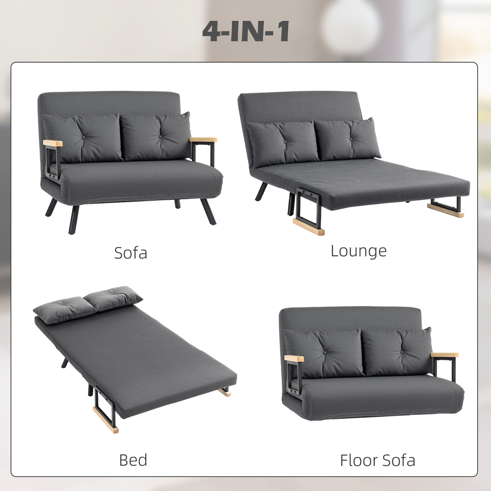 HOMCOM 2 Seater Dark Grey Click Clack Sofa Bed Image 7