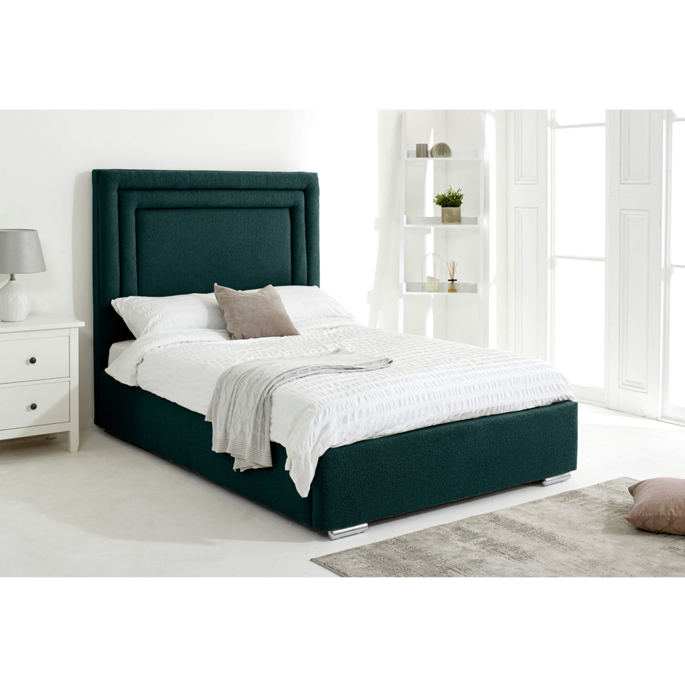 Eleganza Santiago Super King Size Green Arlington Fabric Bed Frame with Boxed Headboard Image 3