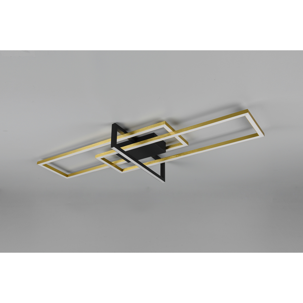 TRIO Salinas Matt Brass Rectangular LED Ceiling Light Image 3