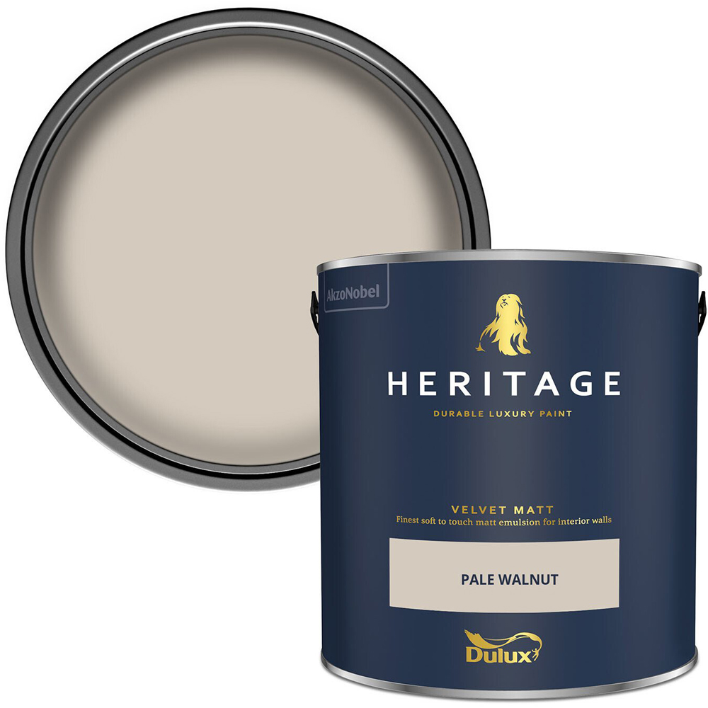 Dulux Heritage Walls and Ceilings Pale Walnut Velvet Matt Emulsion Paint 2.5L Image 1