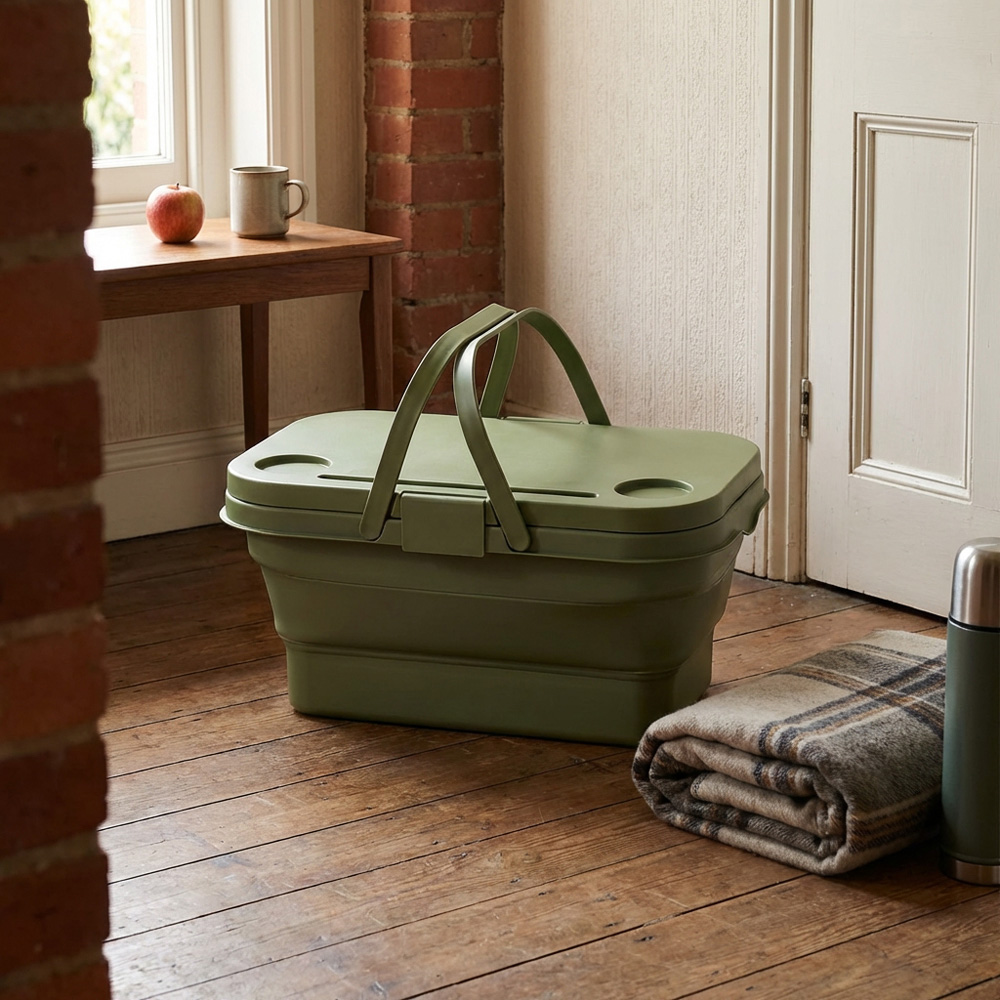 Folding Camping Basket - Green Image 3