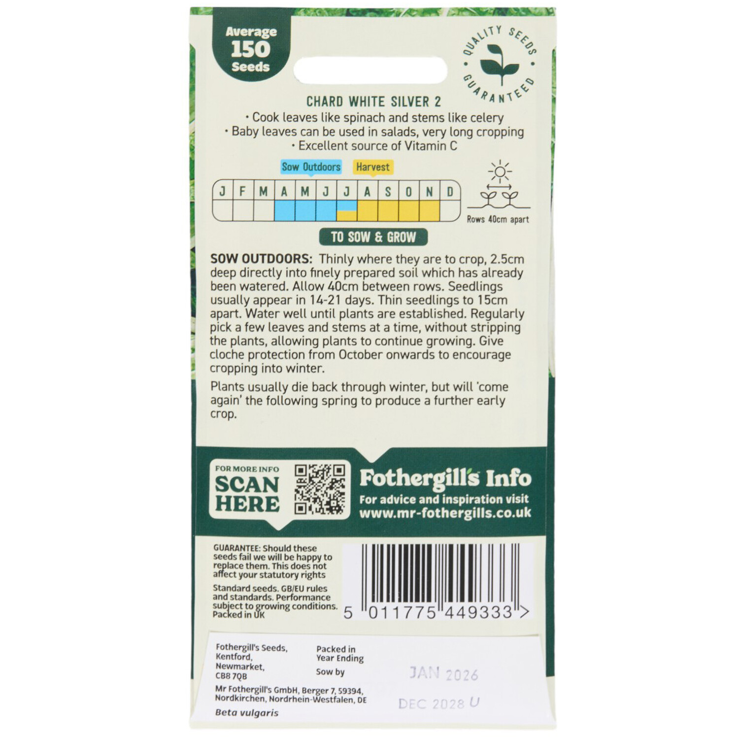 Chard White Stemmed Seeds Image 2