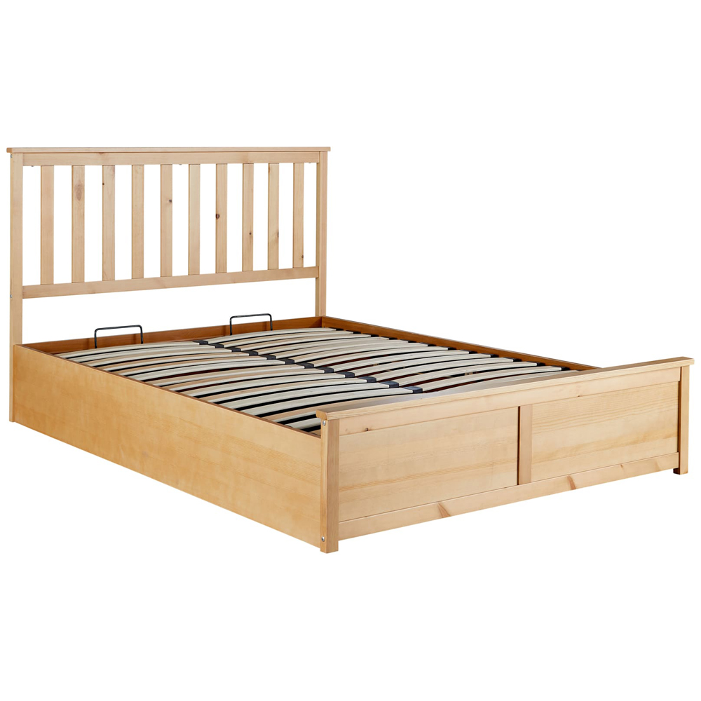 Home Source Double Oak Effect End Lift Ottoman Storage Bed Frame Image 2