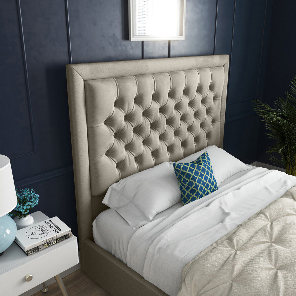 DS Living Kingston King Size Cream Soft Velvet Bed Frame Image 2