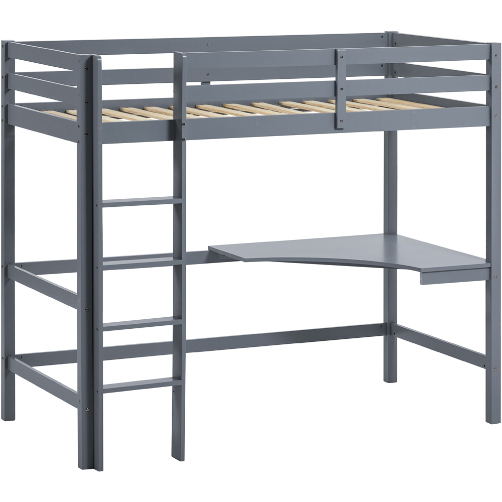 VIDA DESIGNS Sydney Single Grey Bunk Bed with Desk and Foam Mattress Image 2