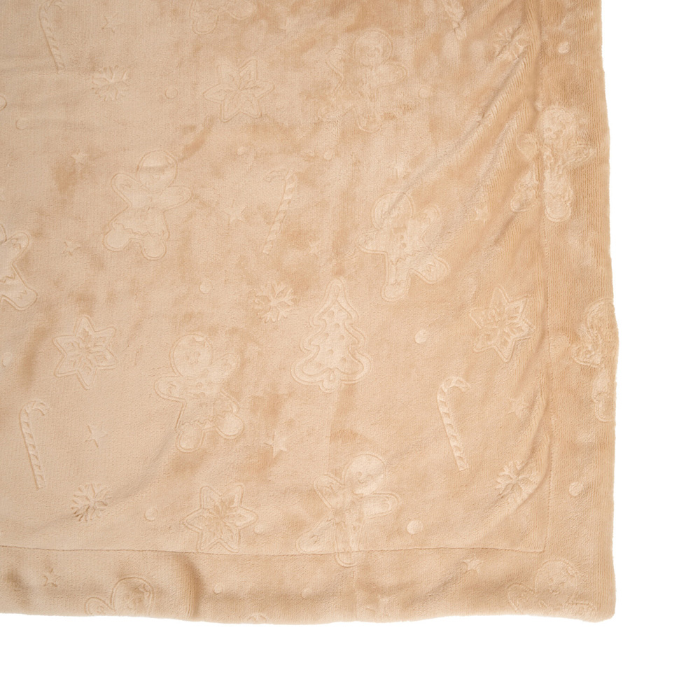 Gingerbread Man Embossed Fleece Throw Natural Image 5