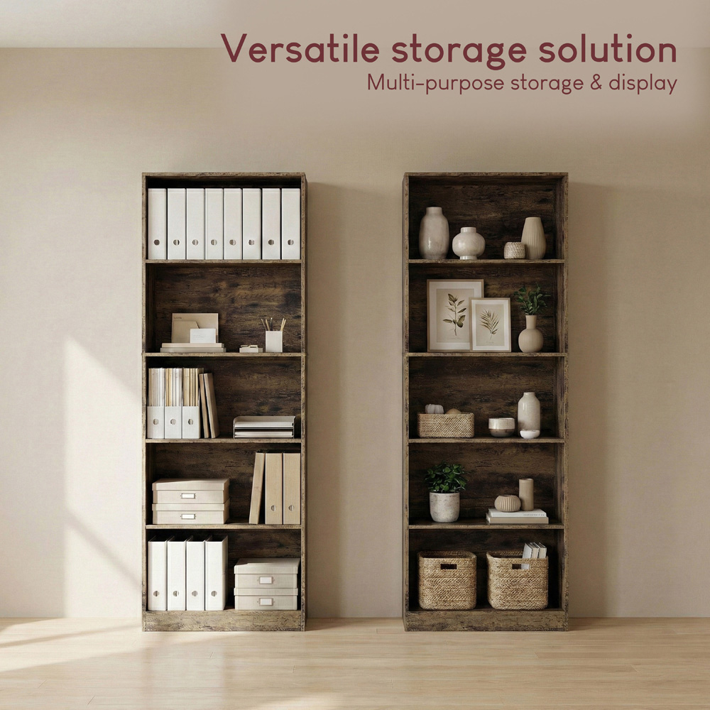 VIDA DESIGNS Cambridge 5 Shelf Dark Wood Extra Large Bookcase Image 5