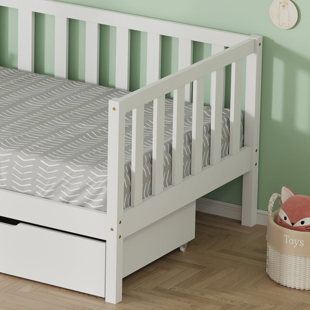 FurnitureHMD 2 Drawer White Pine Wood Kids Bed Frame Image 7