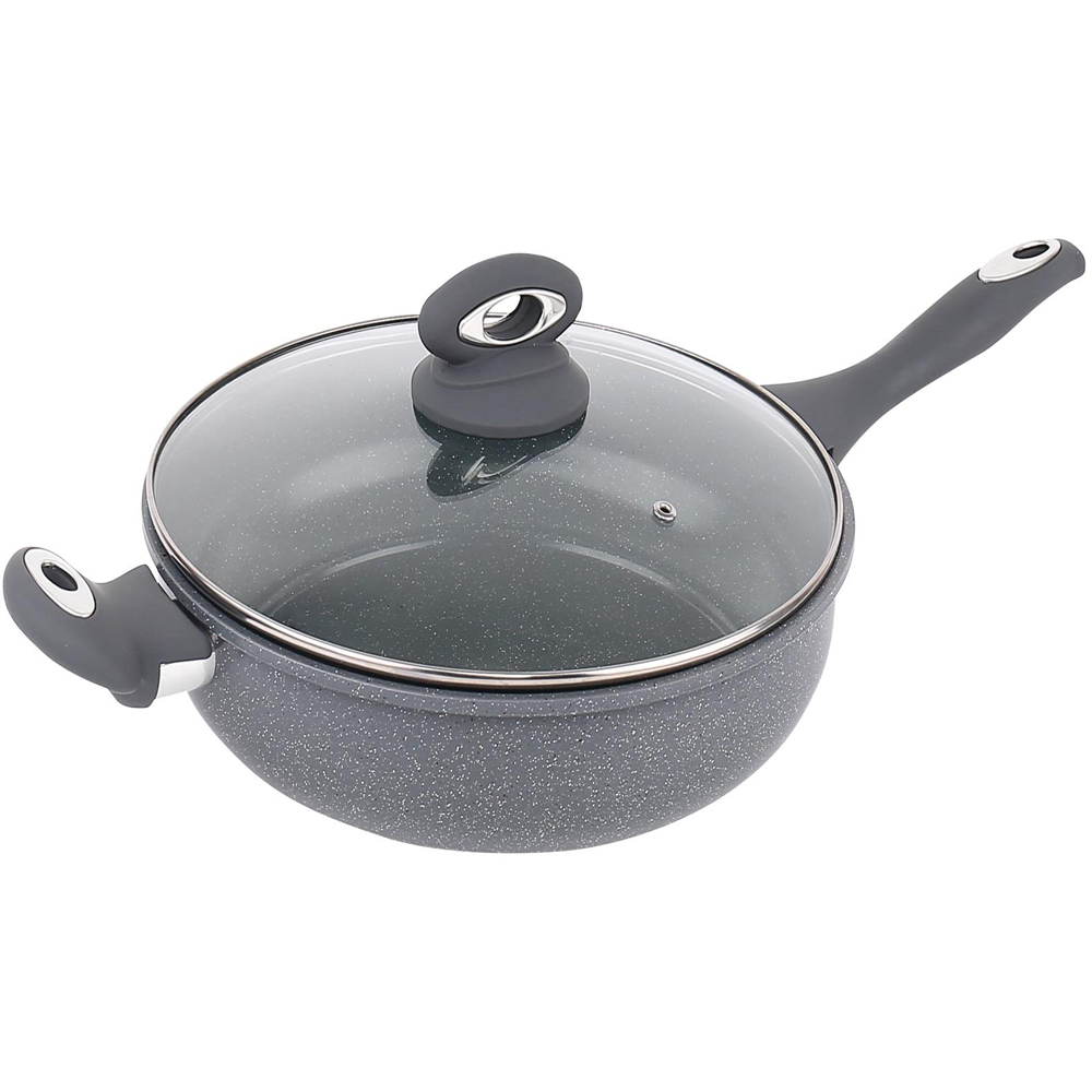 Grey 9 Piece Non Stick Forged Marble Carbon Steel Cookware Set Image 2
