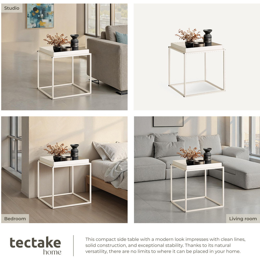 tectake Cambridge Single Shelf Cream Bedside Table Image 6