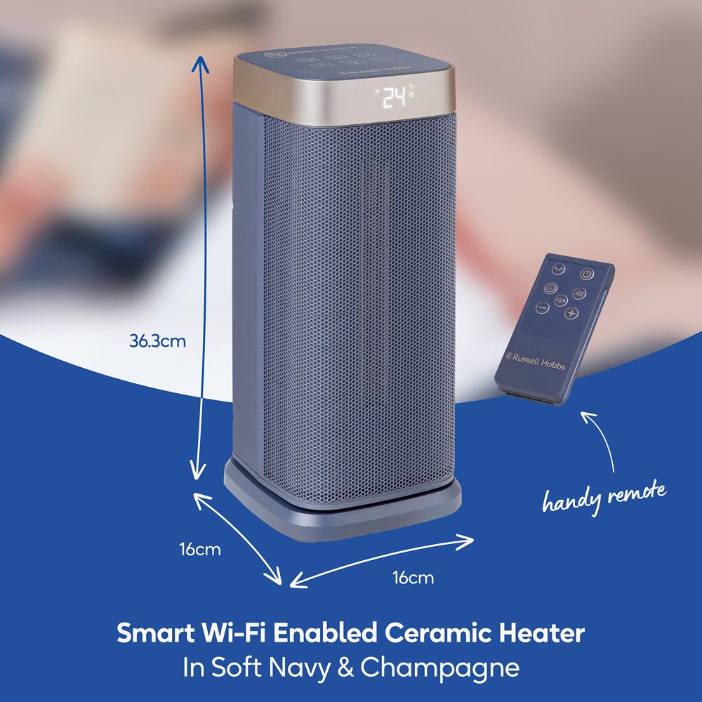 Russell Hobbs RHCTH2002G-SMT Soft Navy and Champagne Smart Wi-Fi Enabled Ceramic Heater 2000W Image 9