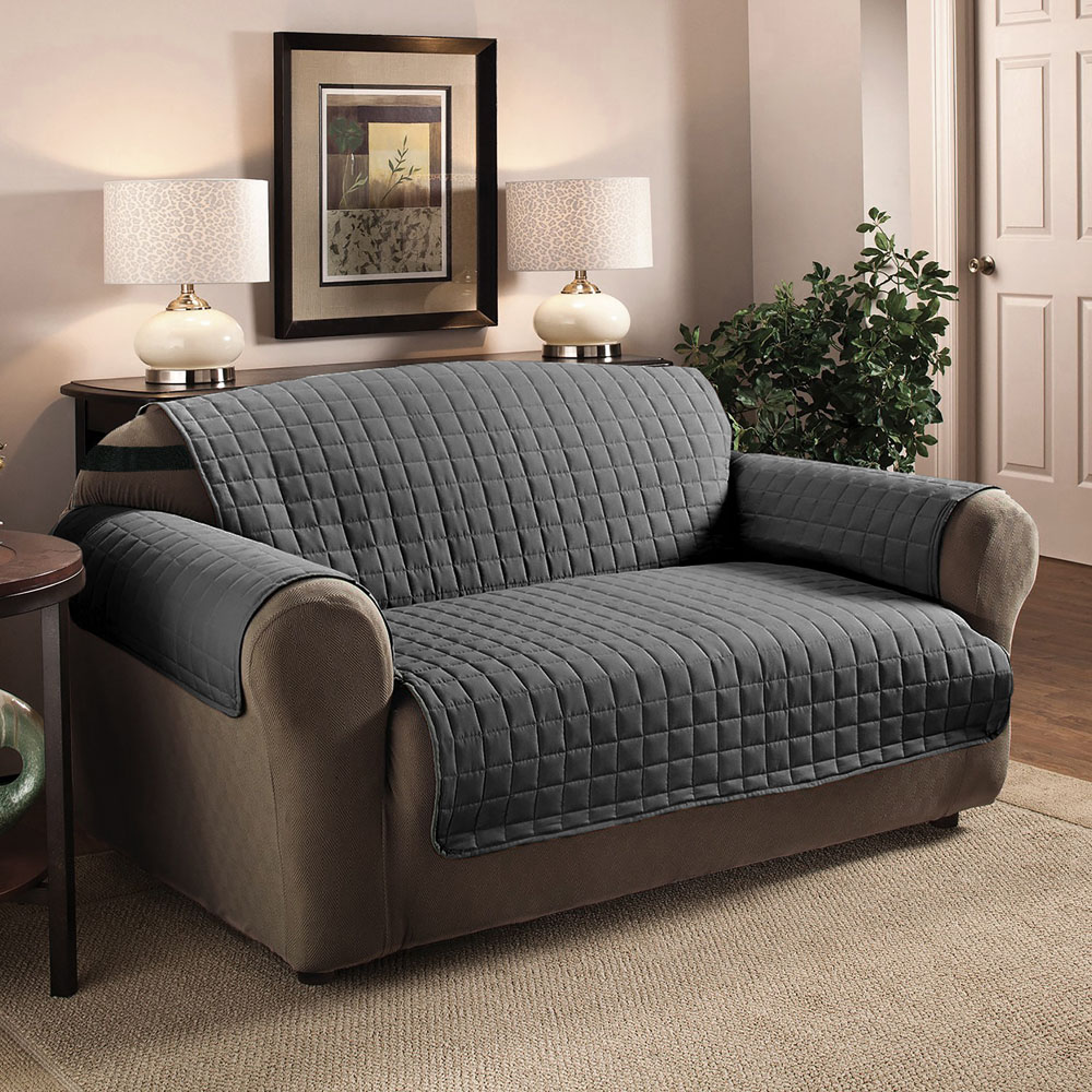 Homerepublic 2 Seater Charcoal Microfibre Water-Repellent Sofa Protector Image 2