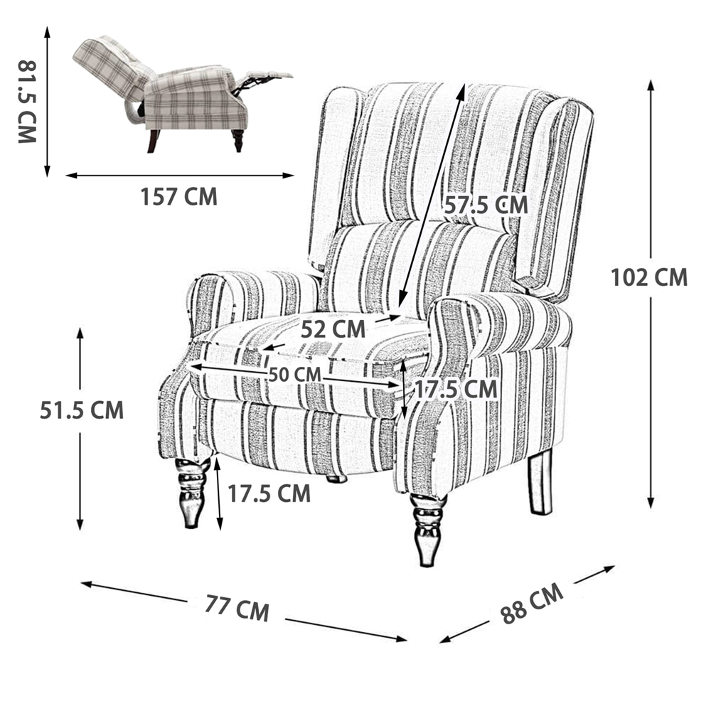 Furniture One Grey Wing Back Recliner Armchair Image 8