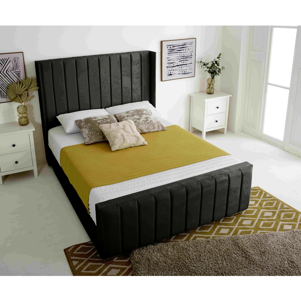 Eleganza Majestique Super King Size Black Plush Velvet Bed Frame Image 3