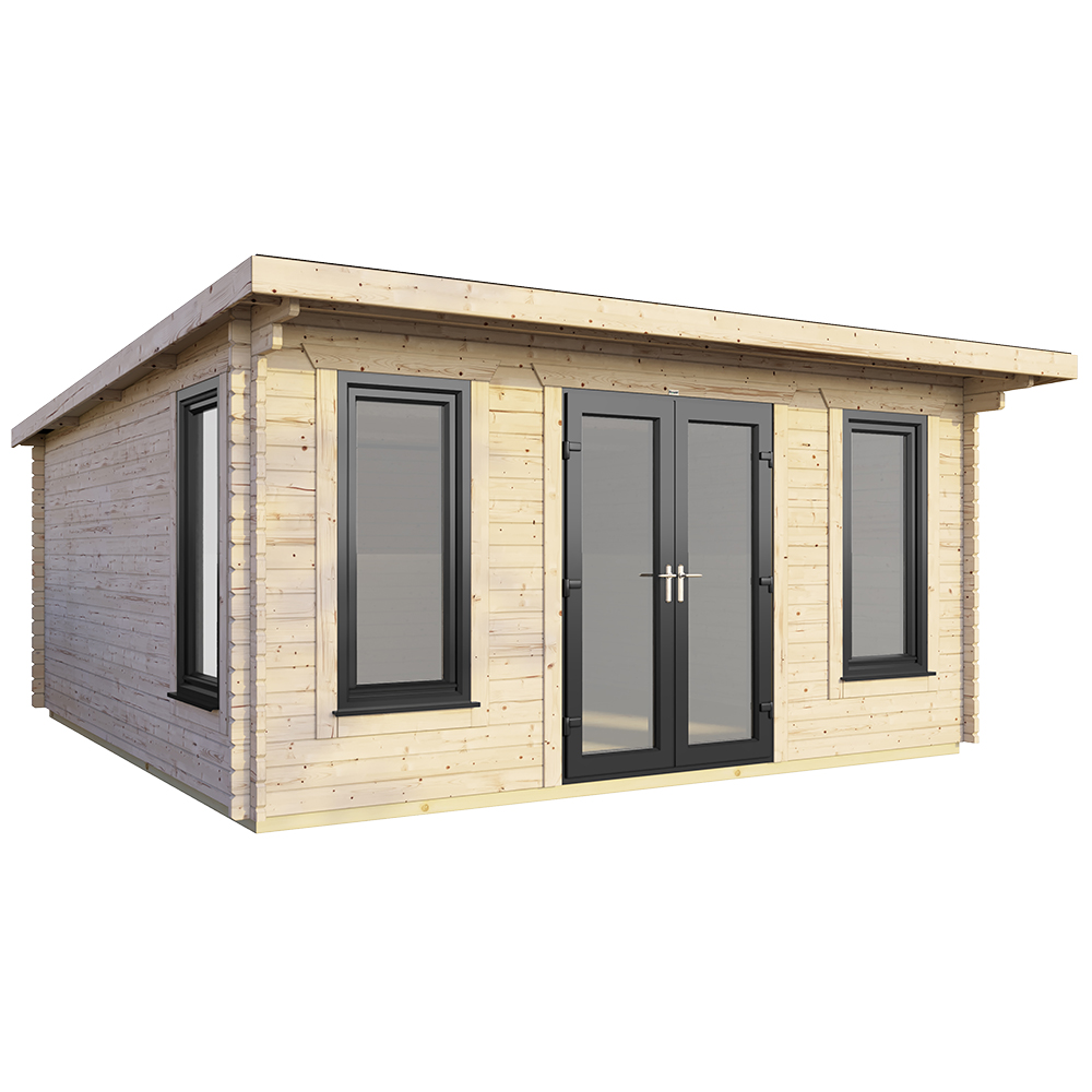 Power Sheds 16 x 14ft Centre Double Door Pent Log Cabin Image 1