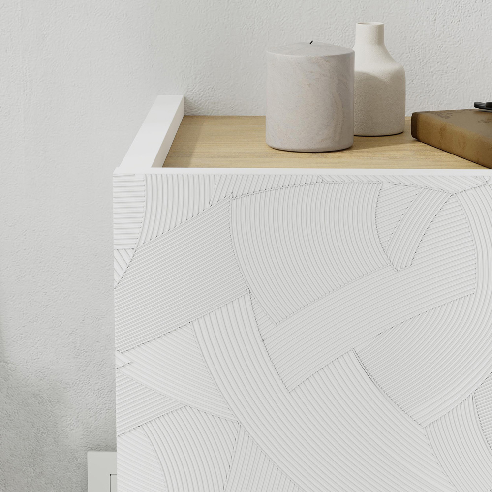 Decortie Onda Single Drawer White LED Wall-Mounted Bedside Table Image 3