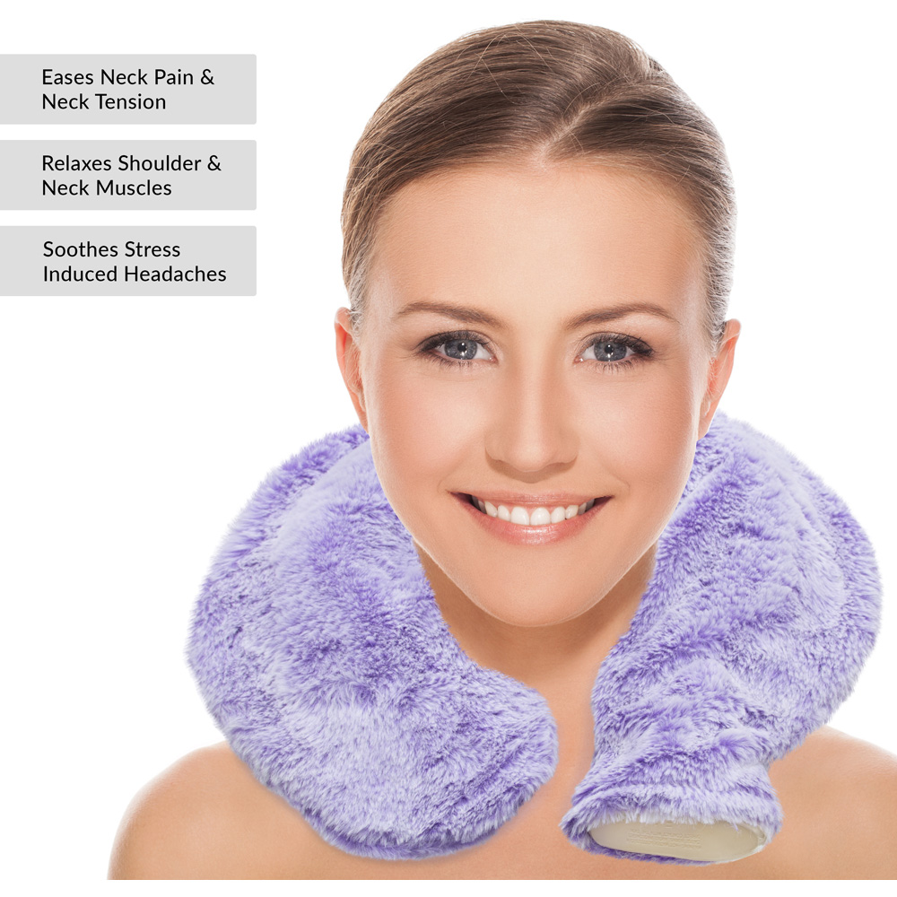 Bauer Professional Purple Soft Faux Fur Fleece Neck and Shoulder Hot Water Bottle Image 6