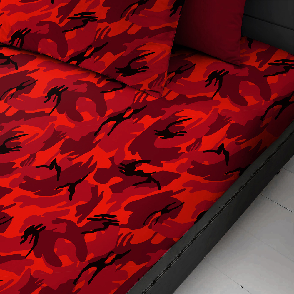 Velosso Double Camouflage Red Fitted Sheet Image 2