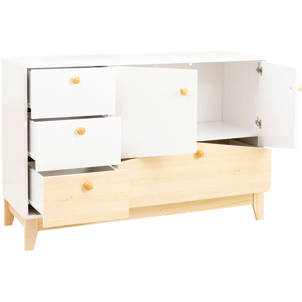 Seconique Cody 2 Door 4 Drawer White and Pine Effect Storage Unit Image 4