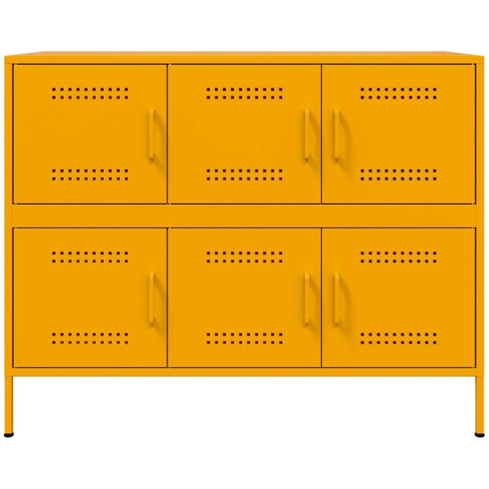 vidaXL 6 Door Mustard Yellow Metal Sideboard Image 3