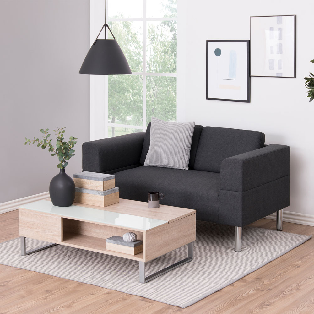 Florence Azalea Single Shelf White and Oak Lift Up Coffee Table Image 6