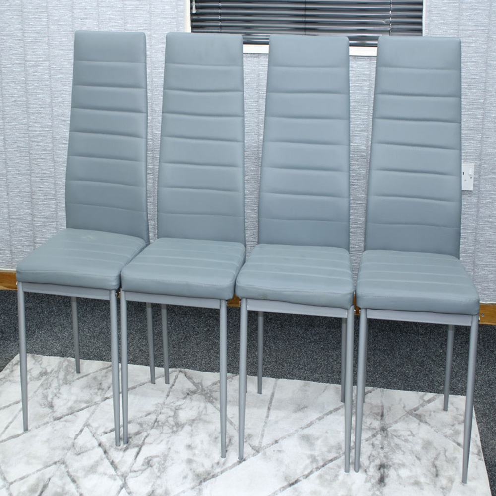 Denver Set of 4 Grey Faux Leather Dining Chairs Image 1