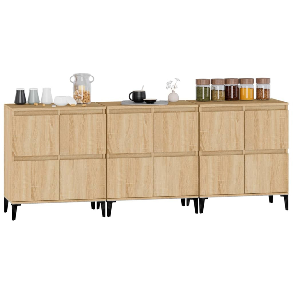 vidaXL 4 Door Sonoma Oak Sideboard Set of 3 Image 3