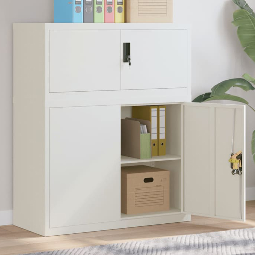 vidaXL 2 Door White Steel Filing Cabinet Set of 2 Image 1