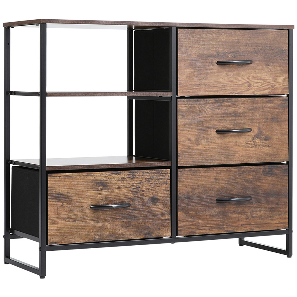 H&O Direct 4 Drawer 2 Shelf Retro Style Storage Cabinet Image 2